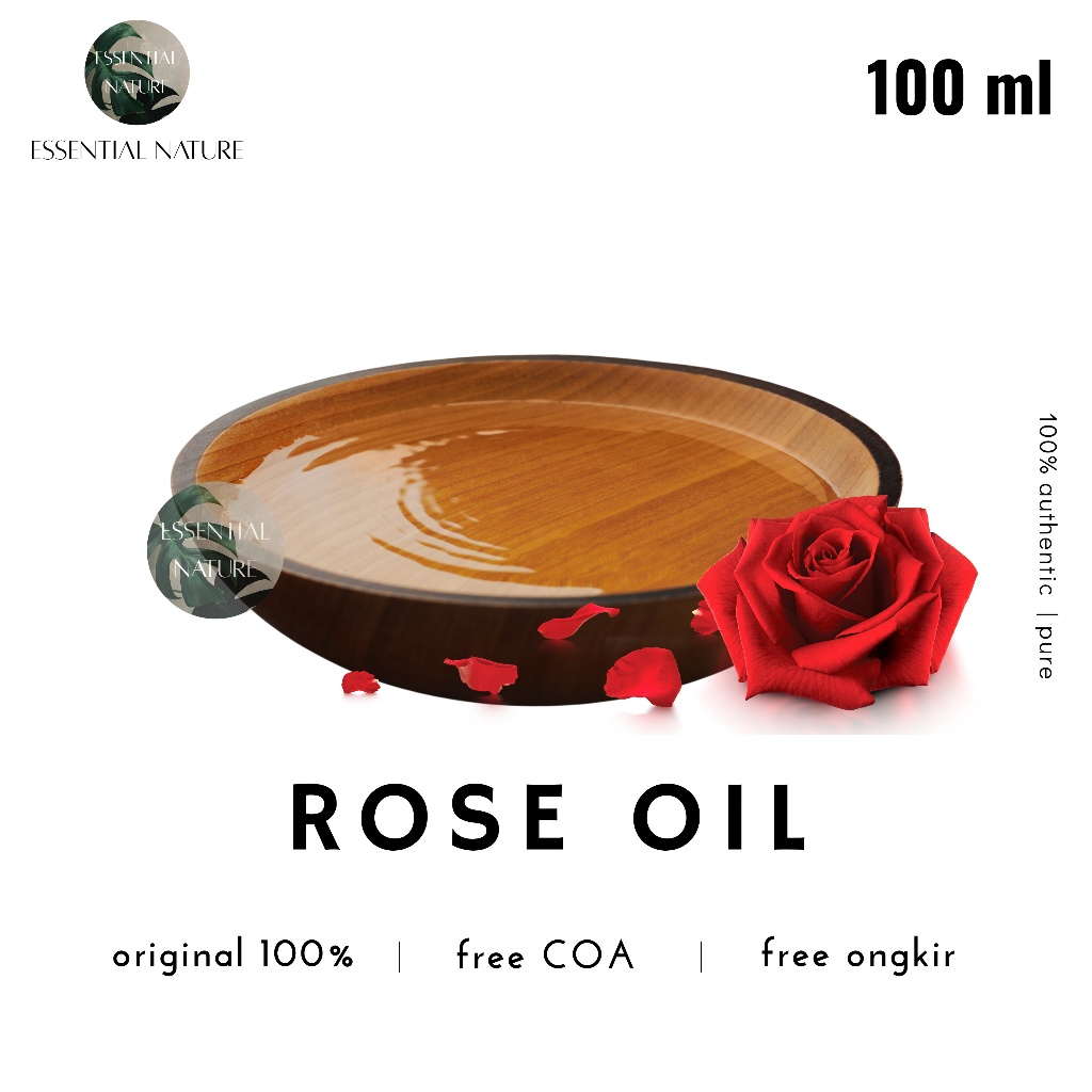 Rose Oil 99% 100ml Minyak Bunga Mawar Asli Essential Oil Atsiri Bahan Kosmetik Kecantikan Kulit