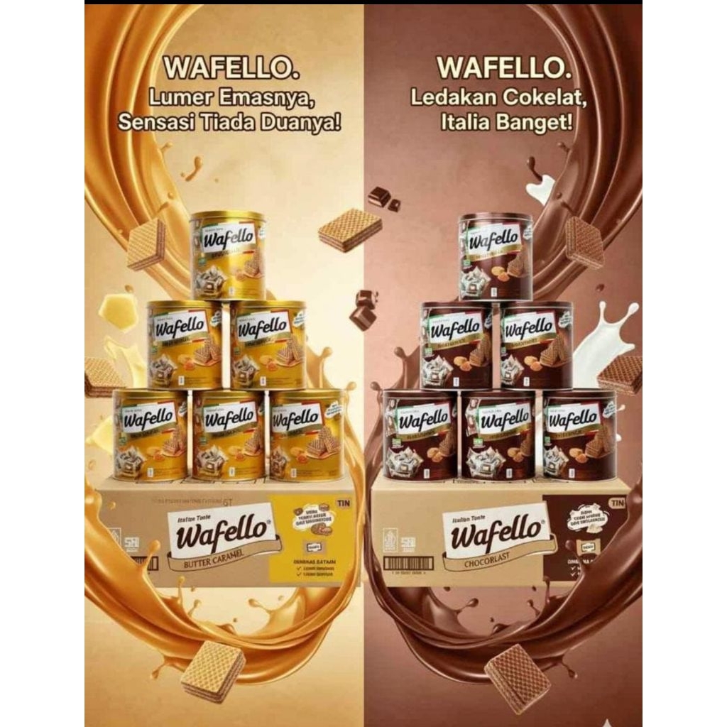 Wafello wafer kaleng 1 dus isi 6 kaleng