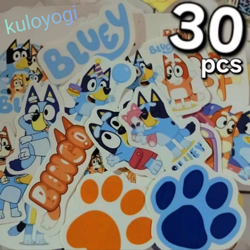 Stiker Lucu Bluey dan Bingo 30 pcs untuk Dekorasi Kamar Anak-anak dan Hadiah Unik