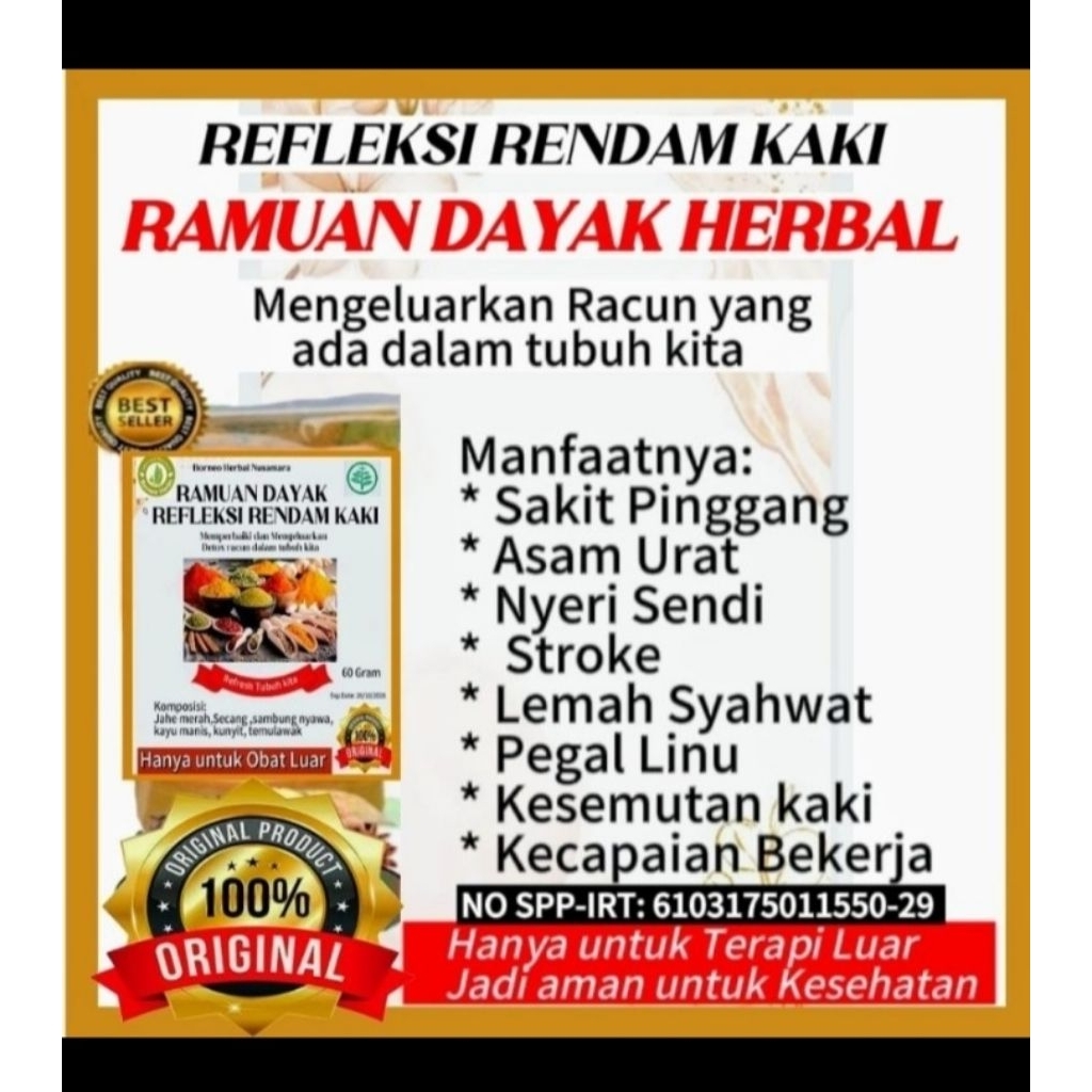 Bubuk rendam kaki / Ramuan Dayak Herbal Rendam Kaki 60gr