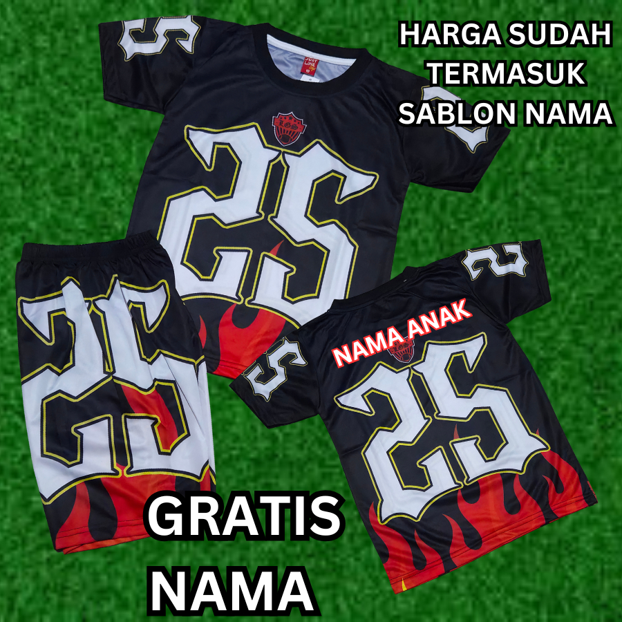 setelan baju baseball/baju jersey baseball anak printing umur 2-12tahun/design toon boboiboy setelan