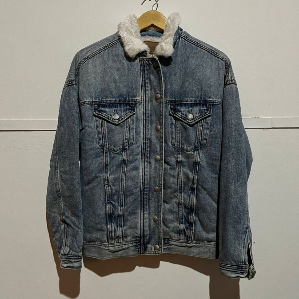 Casual Unisex Denim Jacket American Eagle Grey