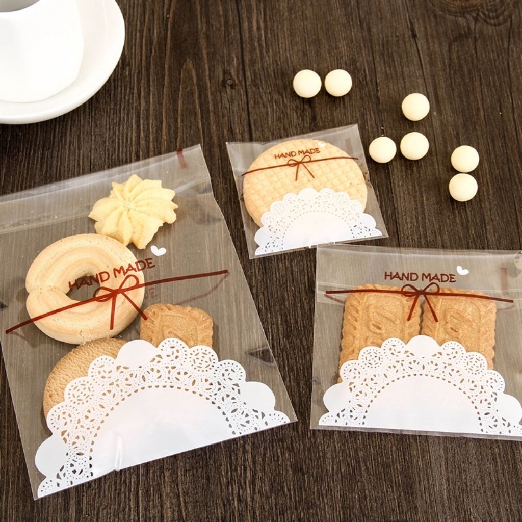 100pcs Plastik Nastar Motif Handmade OPP Bening