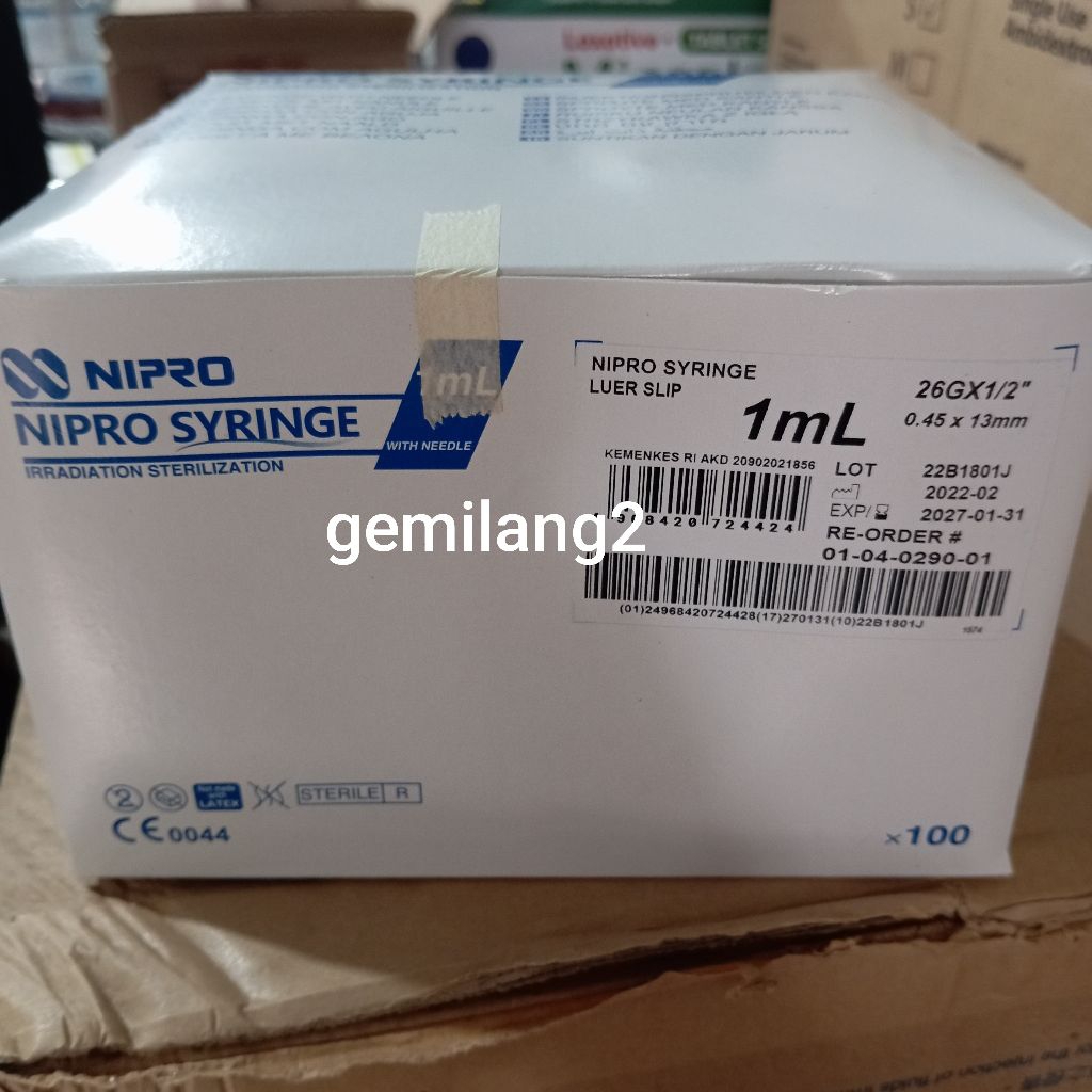 Spuit Syringe 1cc 5cc Nipro Isi 100pcs
