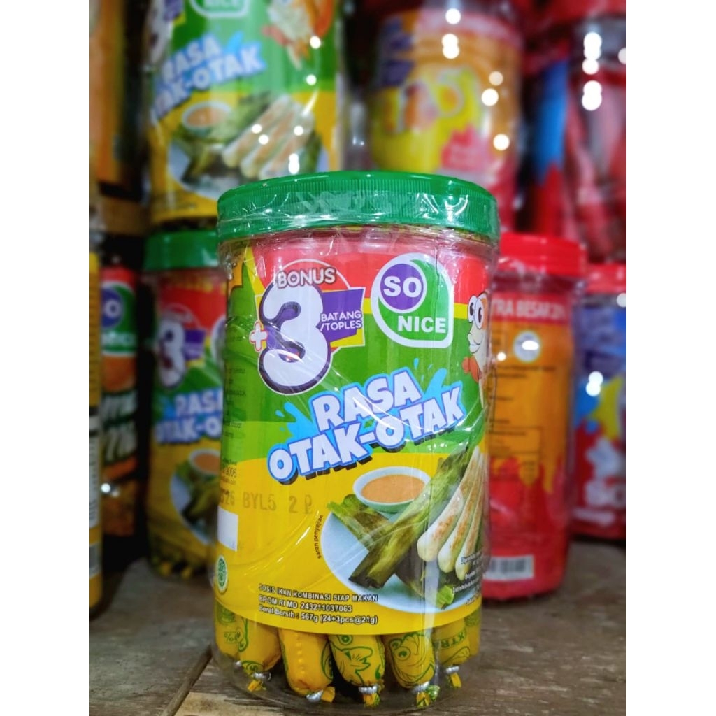 So Nice Sosis So Nice Rasa Otak-Otak 24+3 Rasa Otak-Otak Sosis Ikan Kombinasi Bonus 3 Batang Toples