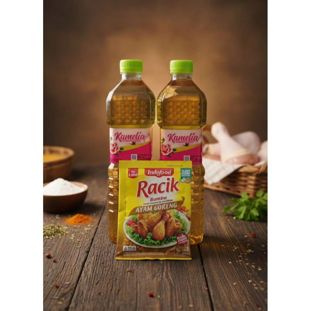 Bundle Minyak Goreng Kamelia + Bonus Bumbu Racik Ayam Goreng