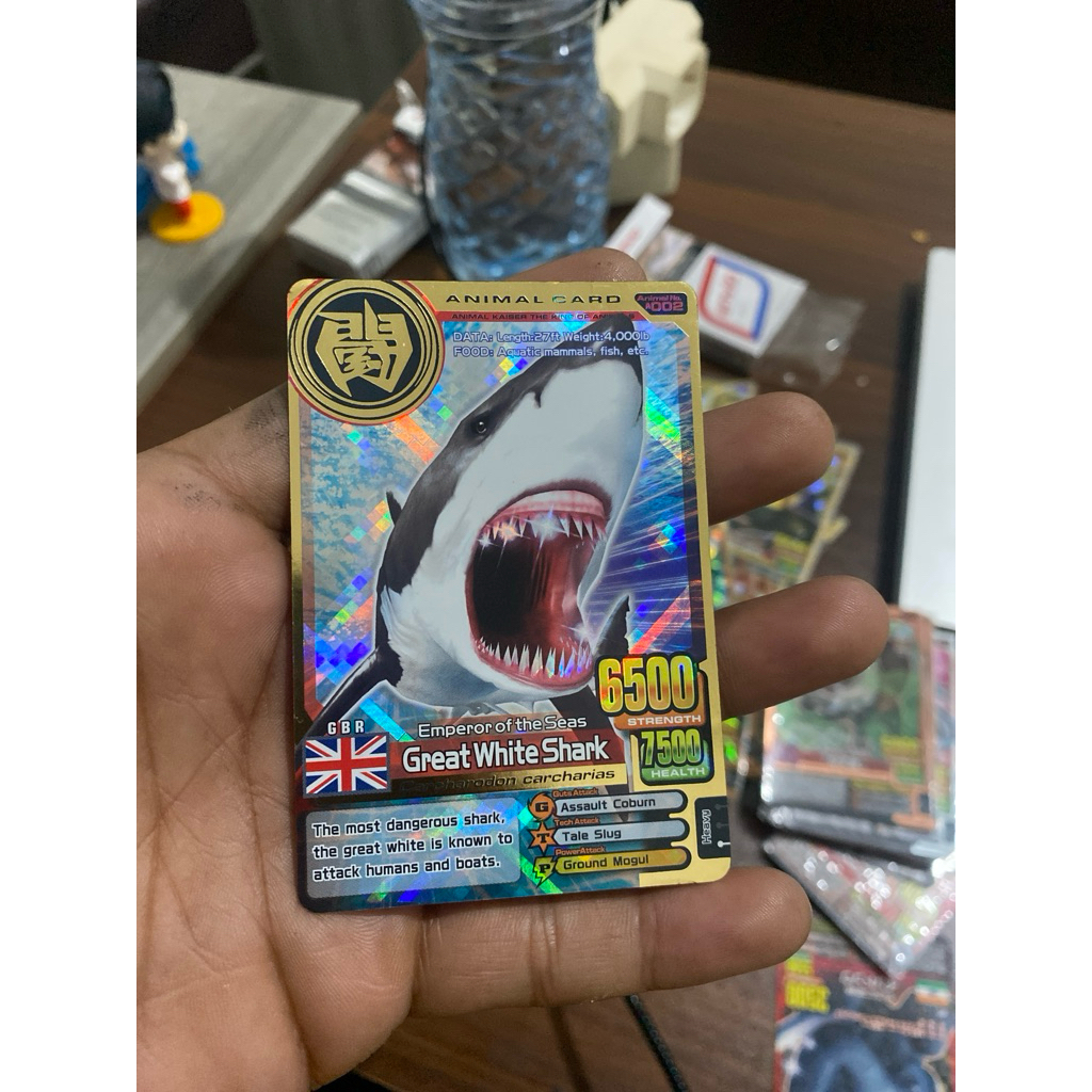 Kartu Animal Kaiser, GREAT WHITE SHARK, Animal Card 002,Ver 1, Ori Namco