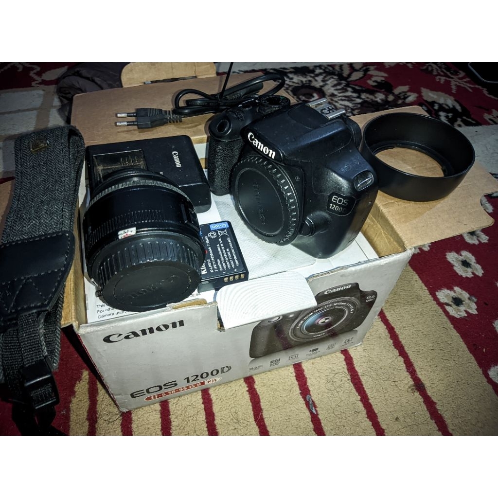 kamera Canon 1200D lensa fix yn35mm