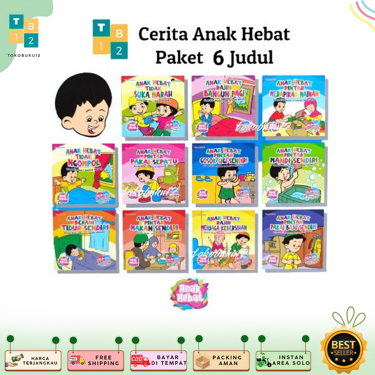 Buku Cerita Anak Hebat Mandiri Bilingual - Paket 6 Buku AHE Mandiri