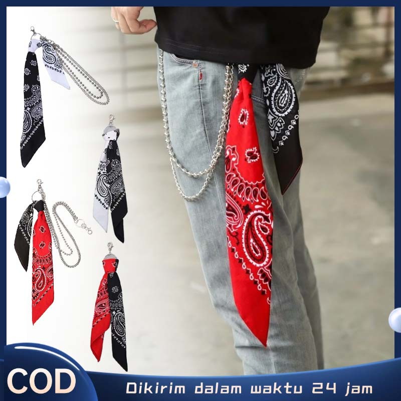 1 Set Rantai Celana Jeans Chain Celana Jeans Rantai Pinggang Celana Syal Bandana Unisex Syal Ikat Ke