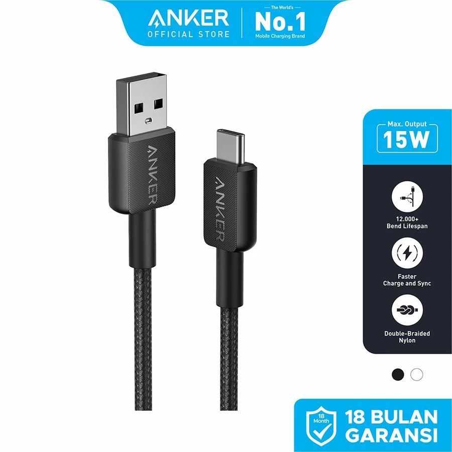 Kabel Charger Anker USB-A to USB-C 3ft type C