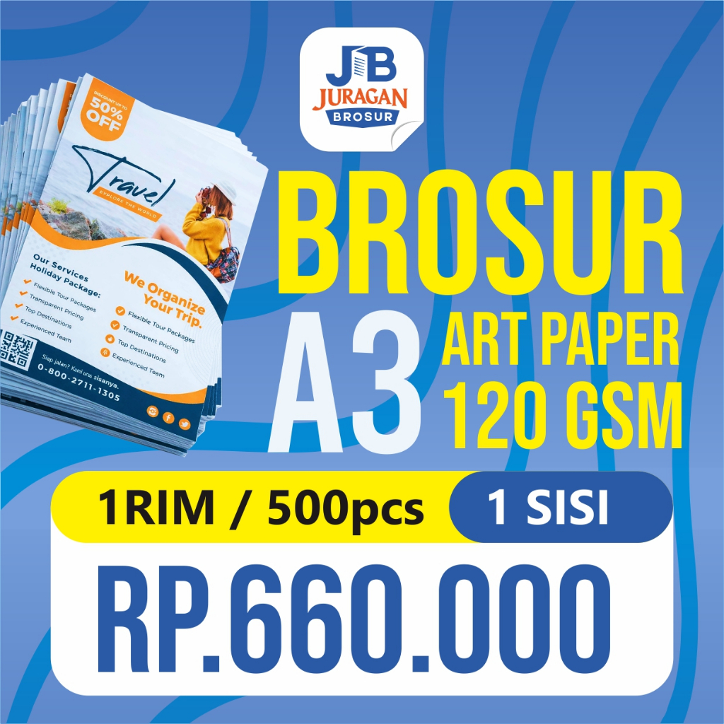 Cetak Brosur A3 1 Sisi Art Paper 120 Gr, 1 Rim (500 Lembar) Termurah & Berkualitas