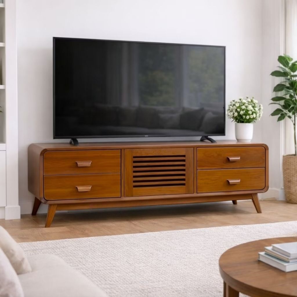 bufet pendek retro kayu jati model minimalis/bufet tv jati retro