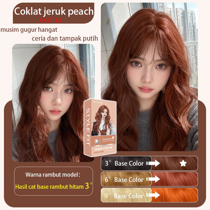STYLE FIT cat rambut Oranye kecoklatan*200ml,cocok kulit sawo matang,warna trend(pewarna rambut,cat 