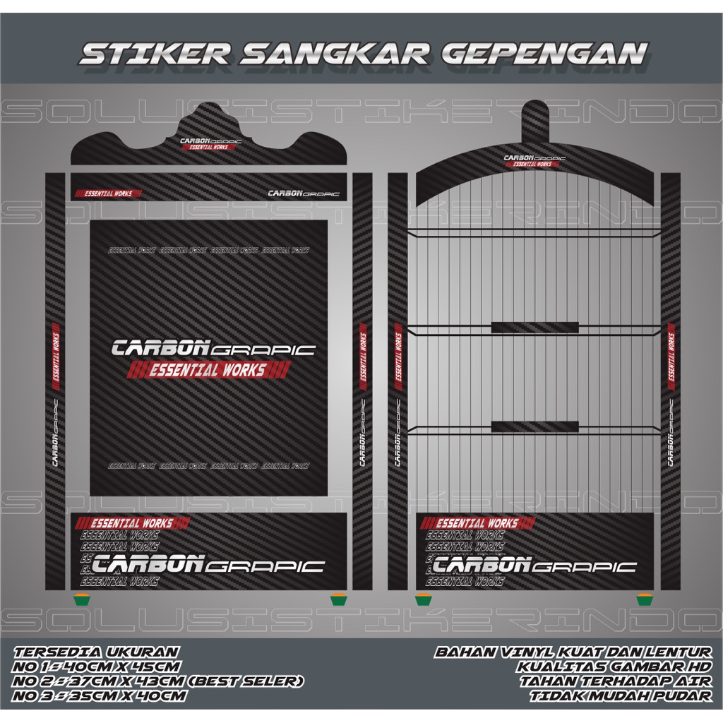 STIKER DECAL SANGKAR MOTIF CARBON GRAPIC GEPENGAN NO 2 37X43CM STIKER SANGKAR KOTAK DECAL