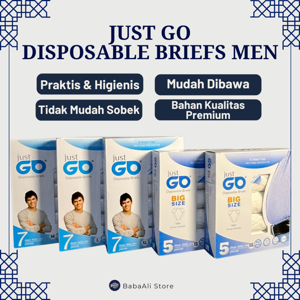 BabaAli - JUST GO MEN Celana Kertas Pria Sekali Pakai - Standar & Big Size