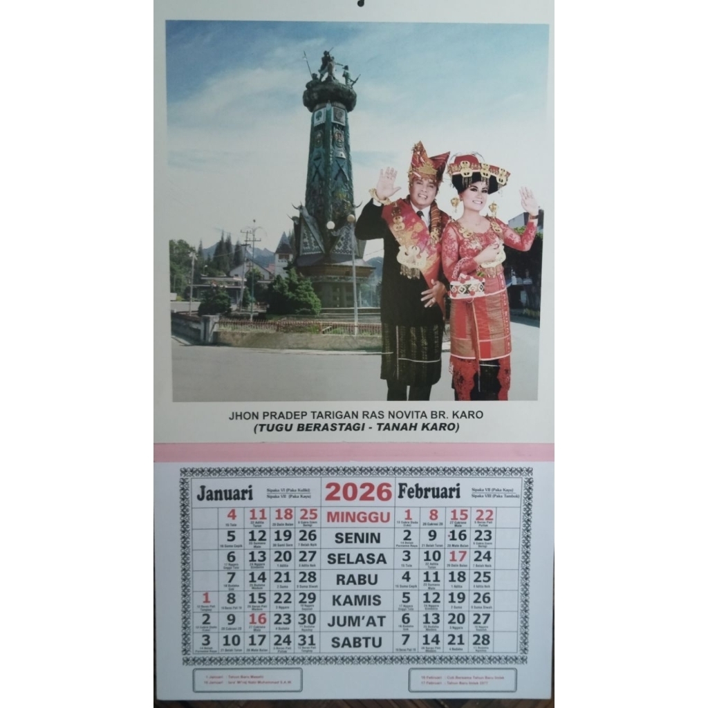 Kalender Karo  Tahun 2026 Lengkap  { KARO, SIMALUNGUN, TOBA }