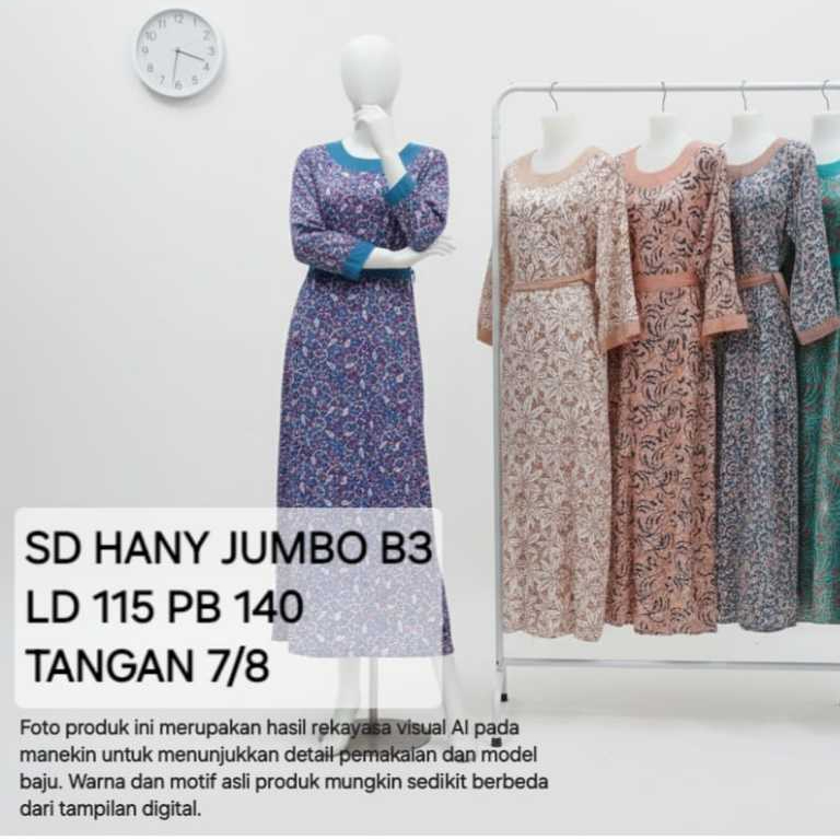 LUZA ORI asli pekalongan hany JUMBO B3 gamis pondok putri tangan panjang ld 115 sabuk pinggang batik