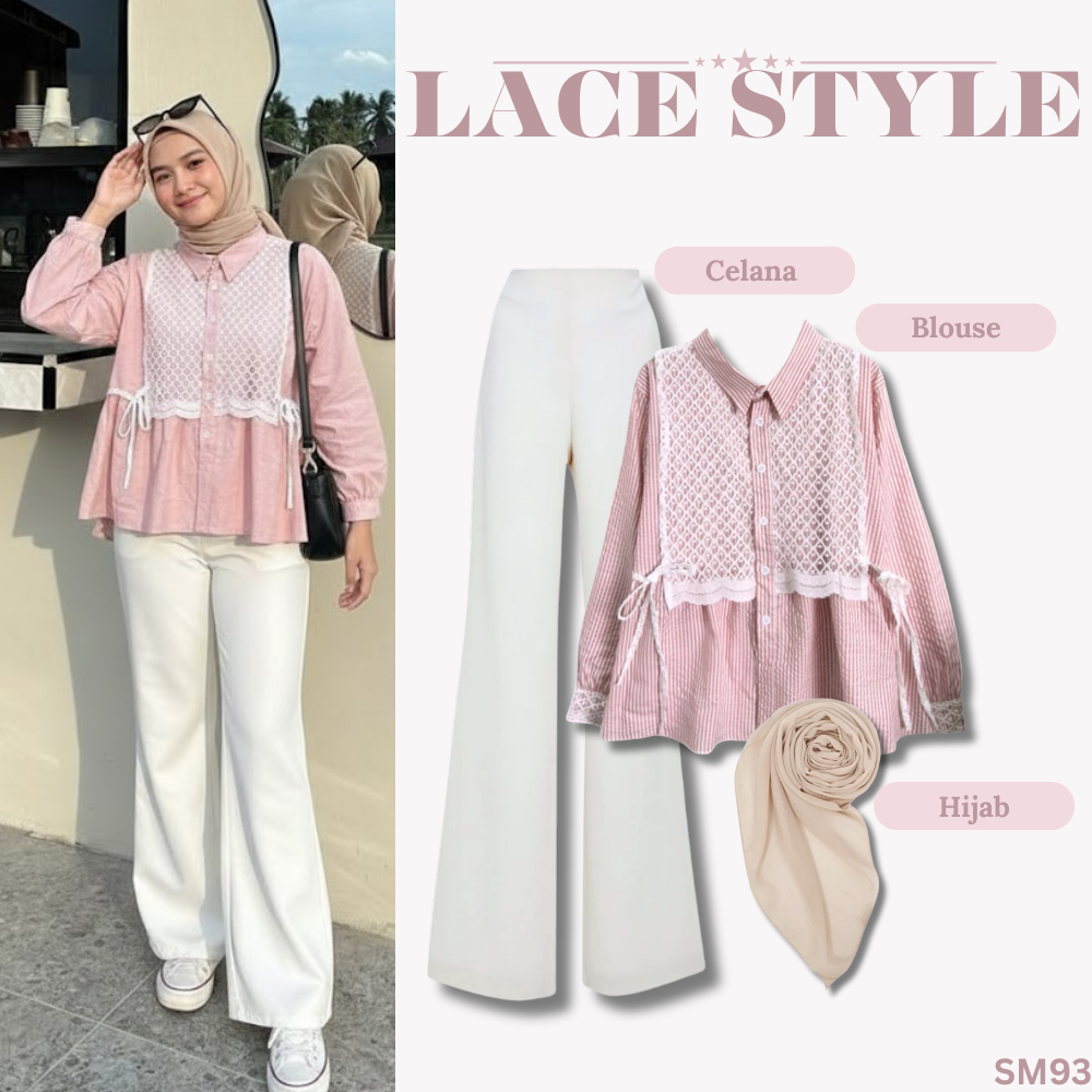 Manifest - Set Wanita Hijab Kekinian | Celana + Blouse + Hijab | OOTD Remaja || Korean Style - SM 93