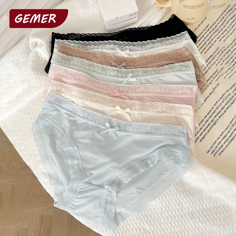 GEMER 7PCS Celana Dalam Wanita CD Wanita Renda Pinggang Rendah Panties Wanita impor