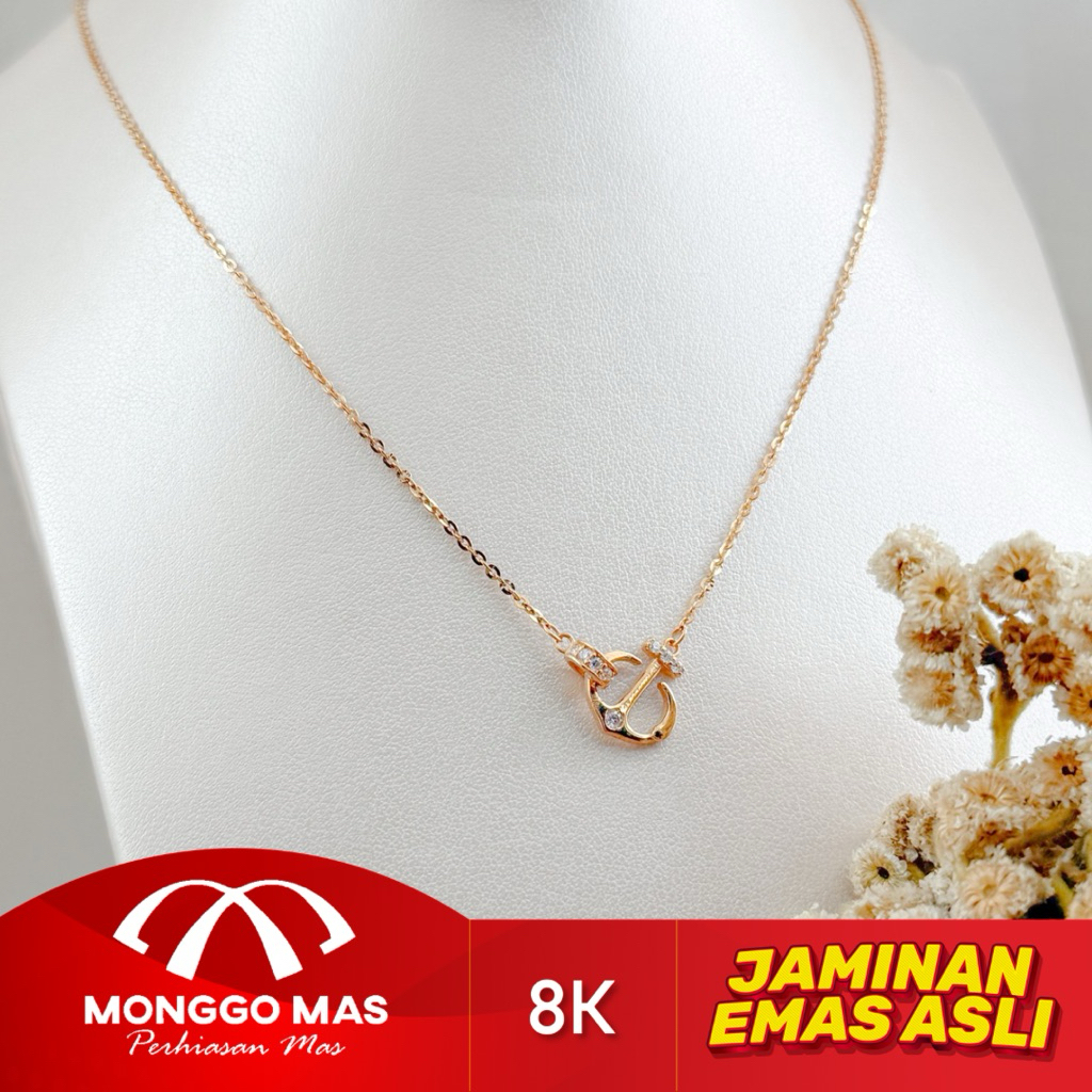 Kalung + Liontin Jangkar Mas STW Kadar 375 (8k)