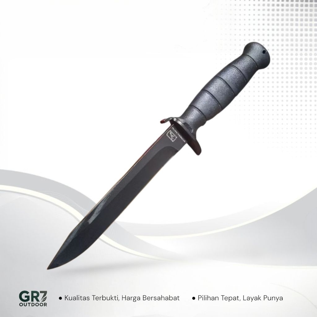 Pisau Survival Outdoor Extrema Ratio A58 Hitam Tactical Taktis Ergonomis Include Sarung