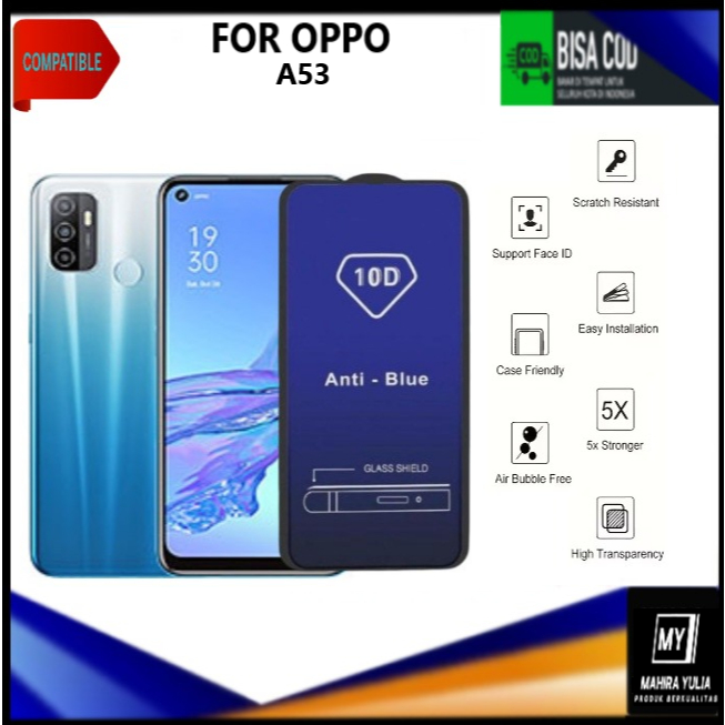 Promo Tempered Glass Anti Blue Light Oppo A53 A53 5G A53s A53s 5G Full Cover Anti Radiasi Cahaya Ant