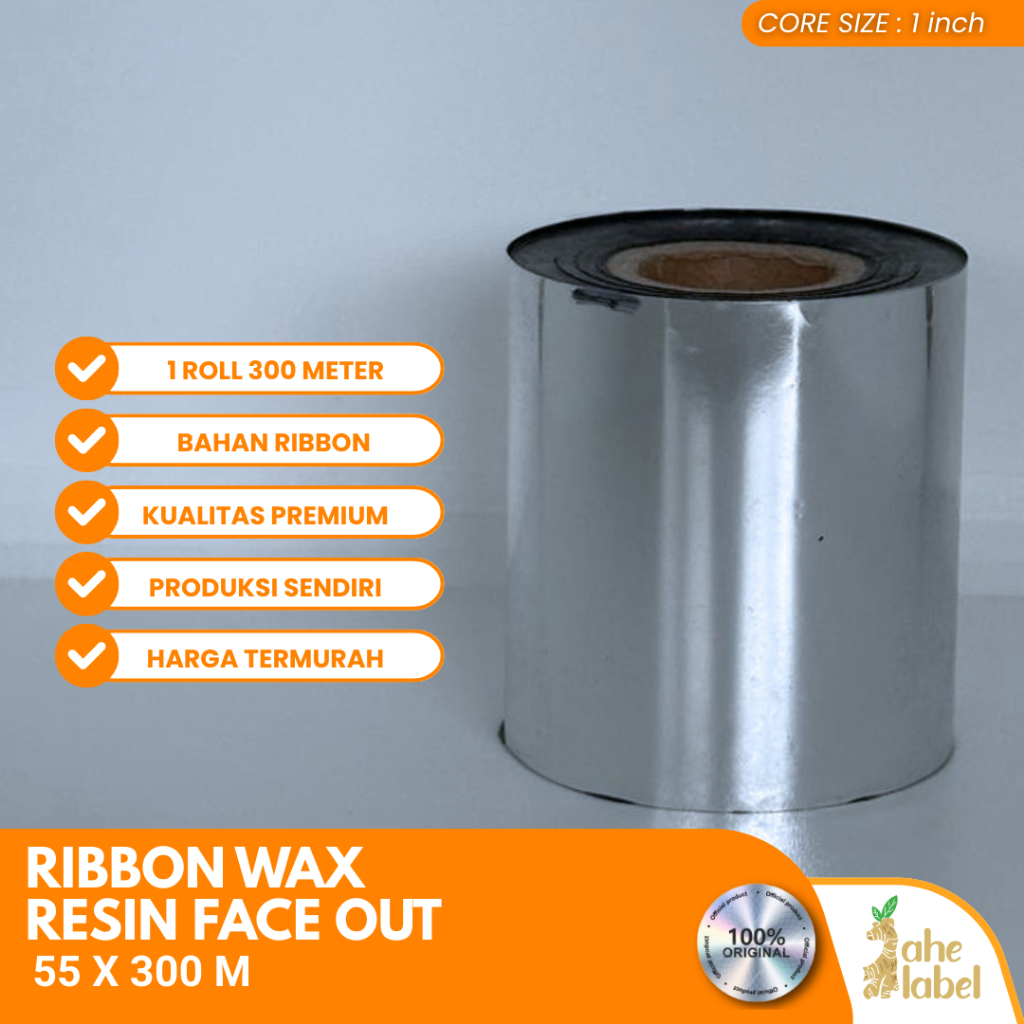RIBBON WAX RESIN 55mmx300m CORE 1" FACE OUT / PITA RIBBON BARCODE 55x300m