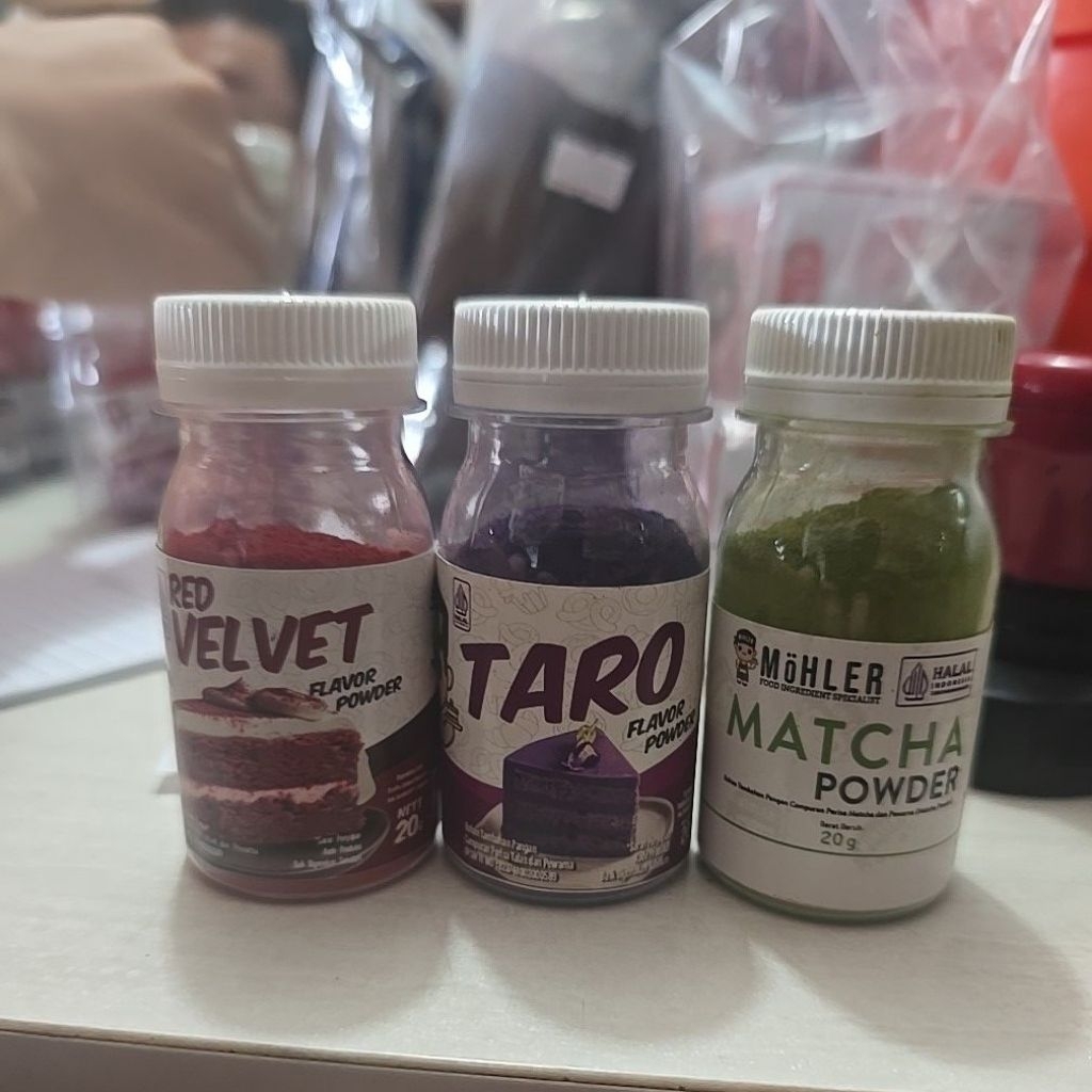 tepung bubuk mohler red velvet / taro / matcha 20gram