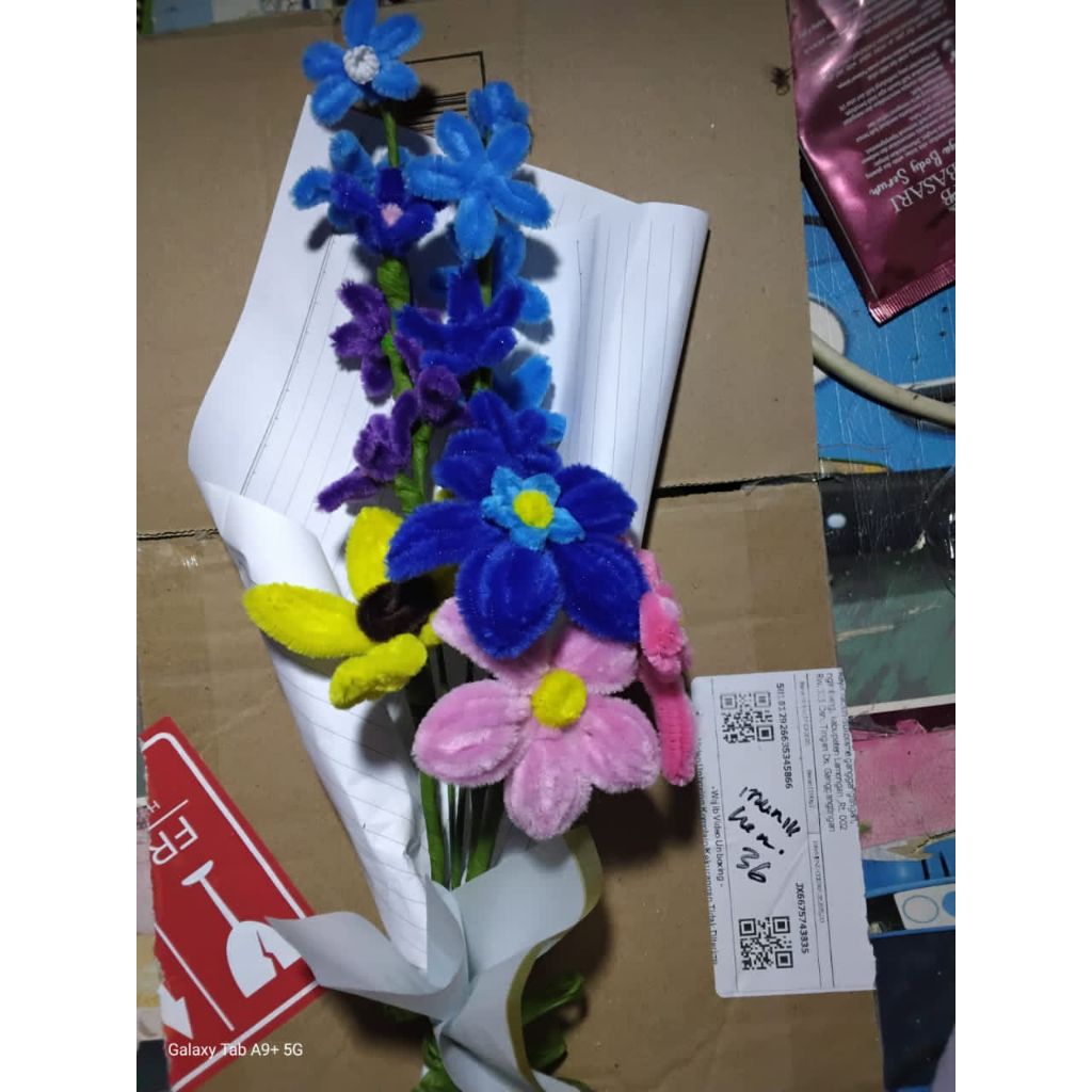 Tugas Prakarya bentuk bunga bucket siap jadi tugas