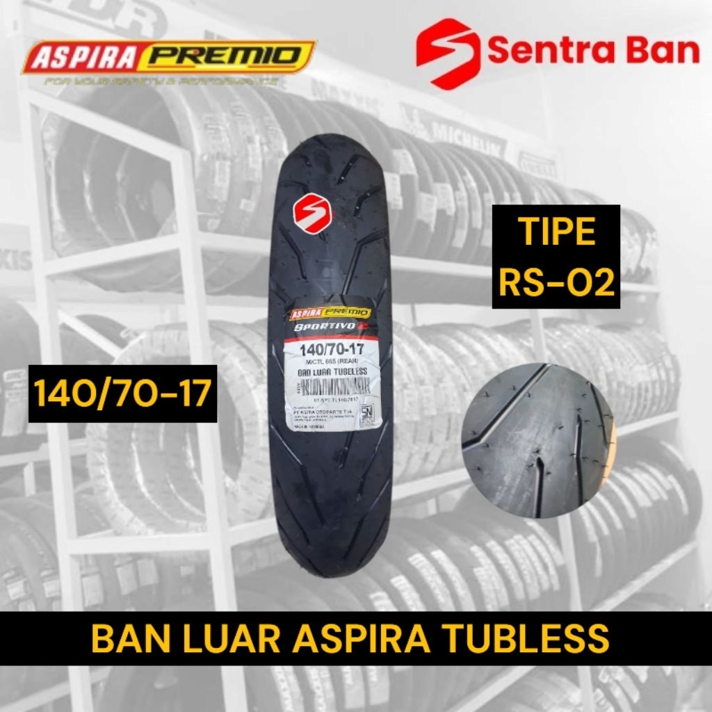 Ban luar tubless tubles 140/70 ring 17 aspira sportivo 2 rs02