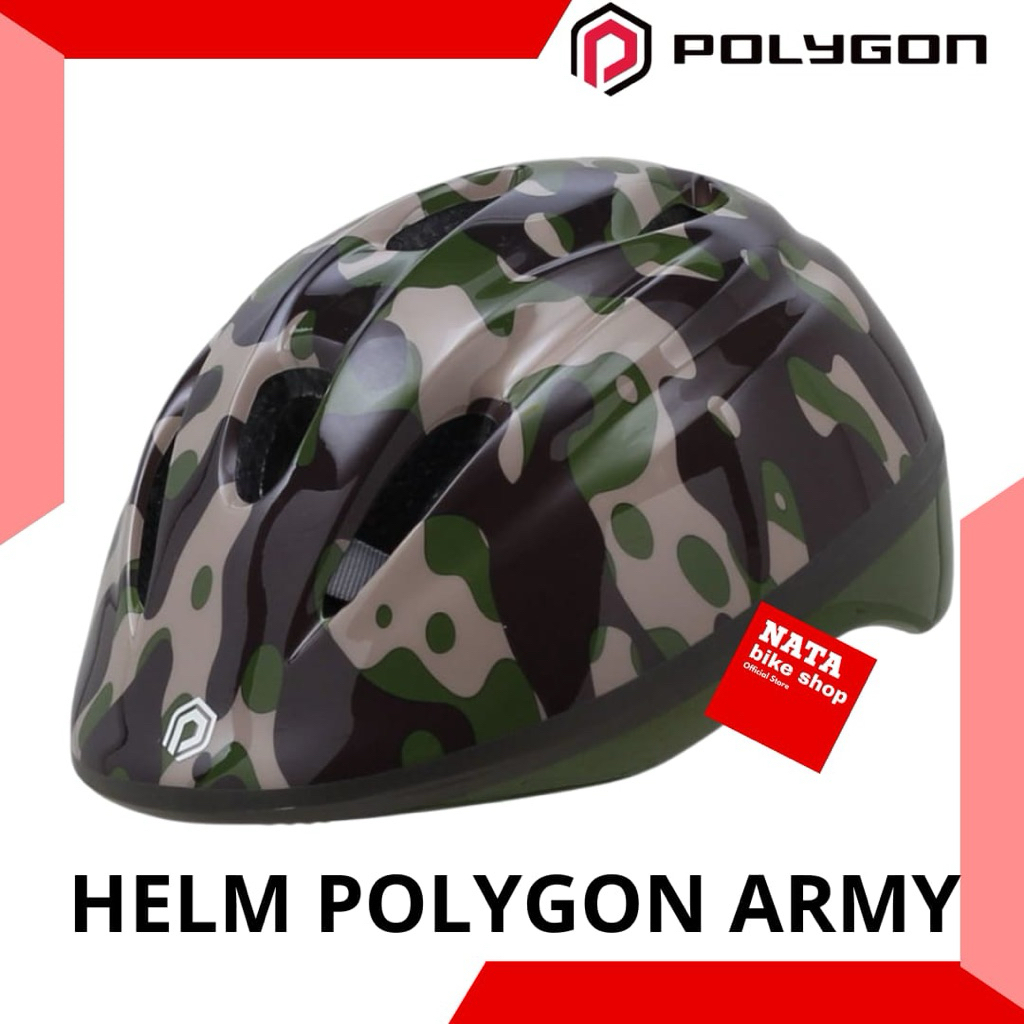 Helm Sepeda Polygon Anak Kids Army Hijau Original