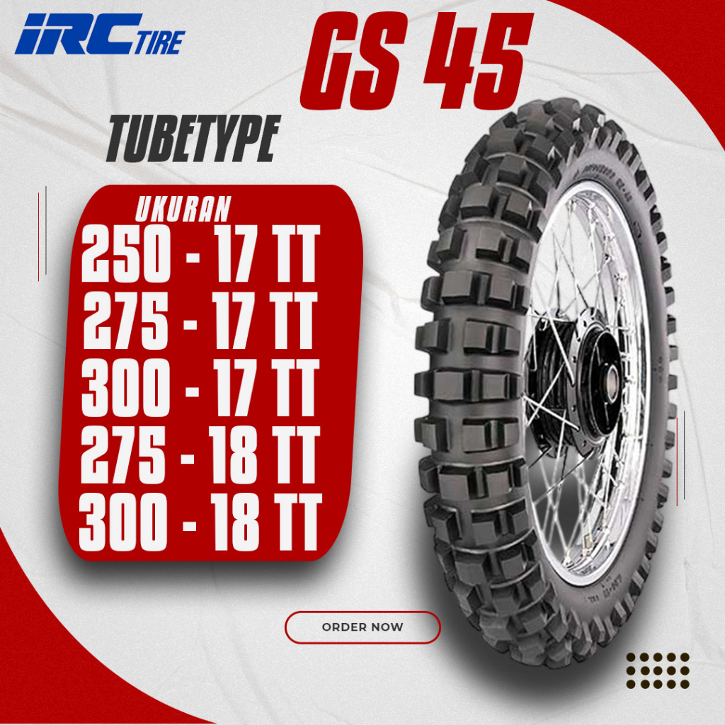 BAN LUAR IRC TRAIL TRIAL TRIL RING 17 RING 18 GS45 KEMBANG TAHU TUBETYPE (BUKAN TUBELESS)
