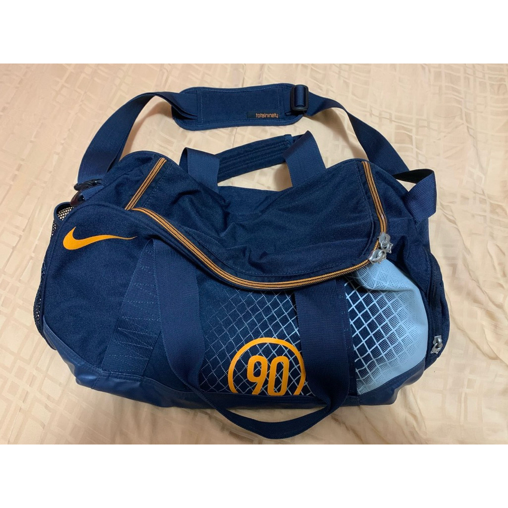 Vintage NIKE Total 90 T90 M Sports Gym Holdall Duffel Bag Blue Orange