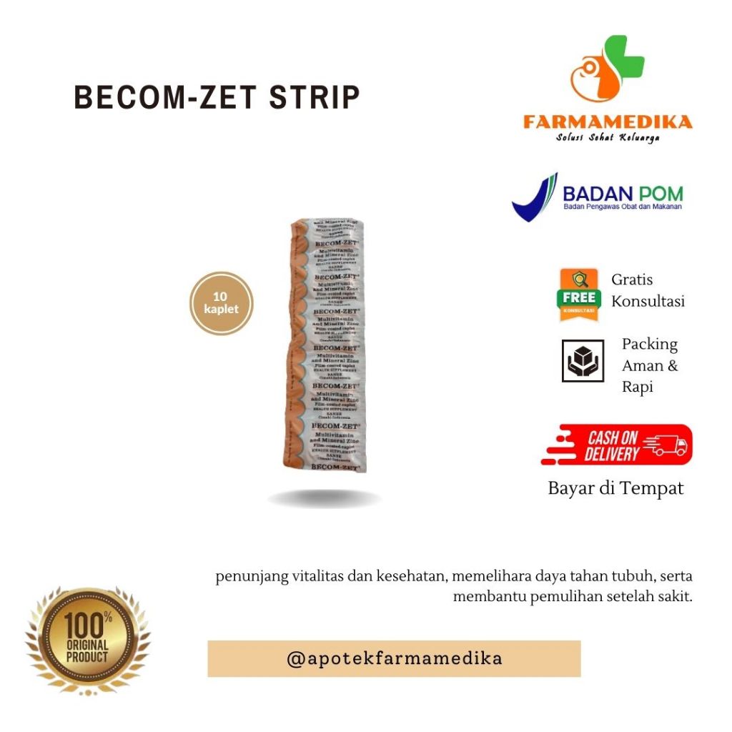 BECOM-ZET Multivitamin Tablet dengan Zinc untuk Daya Tahan Tubuh