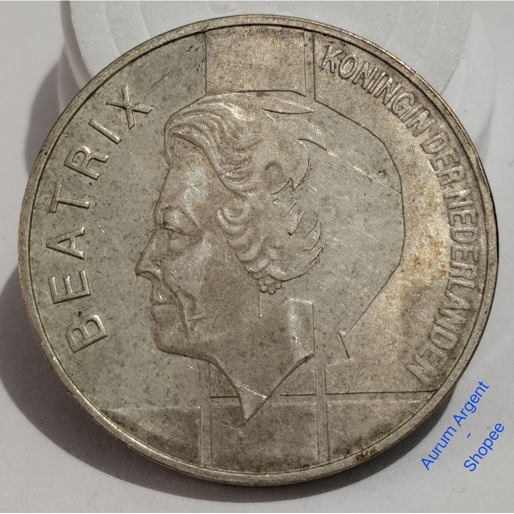 ZZ.41-- 1 PC KOIN PERAK KUNO ASLI 10 GULDEN BEATRIX TH 1994. -- SILVER COIN --