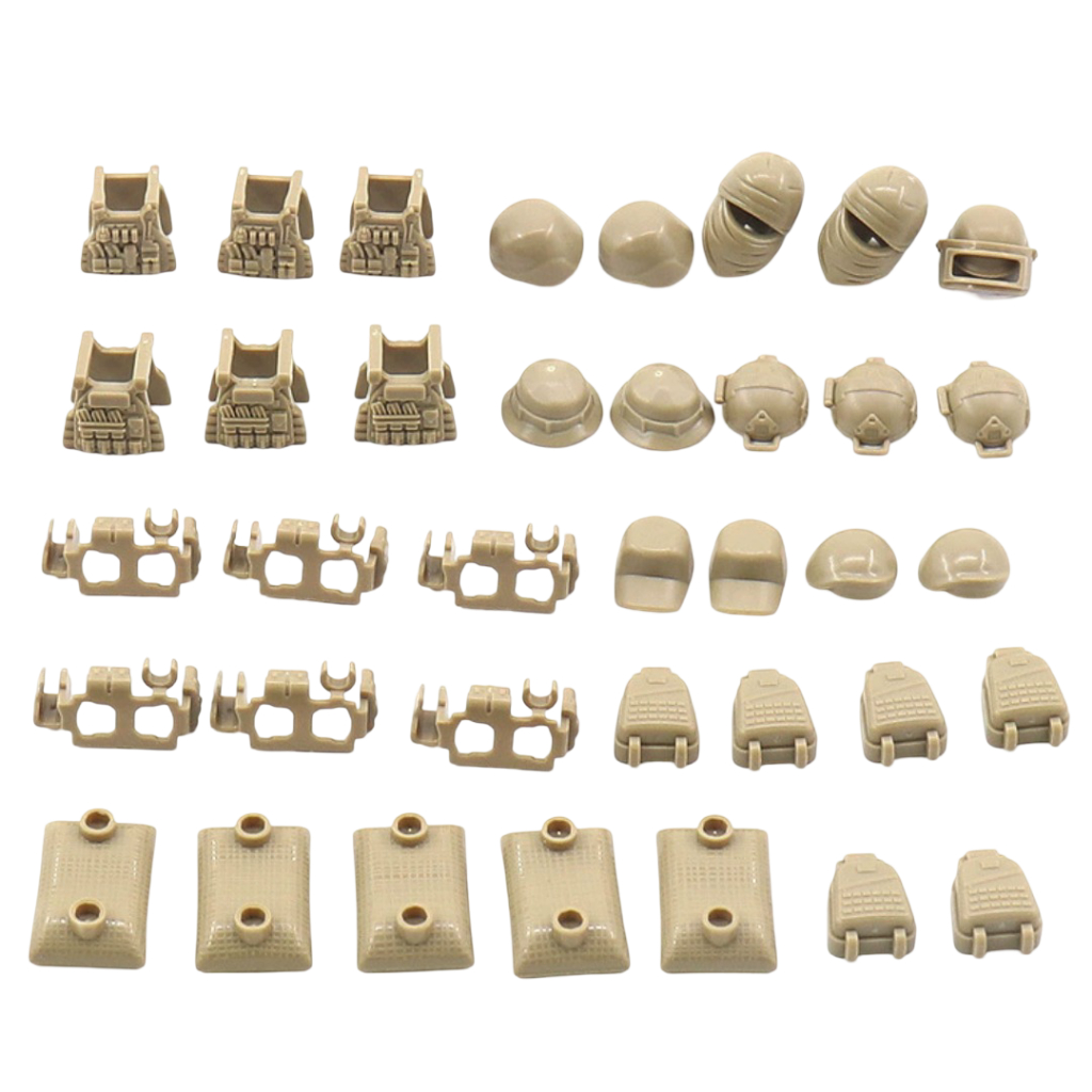 Mainan Brick Militer Assesoris Set Lengkap 36PCS Military Sandbag Helm Rompi Swat Army Minifigure