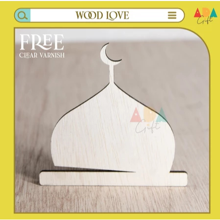 Chipboard Plywood Miniatur Masjid | Scrapbook Plywood Miniatur Masjid | Frame Plywood Miniatur Masji