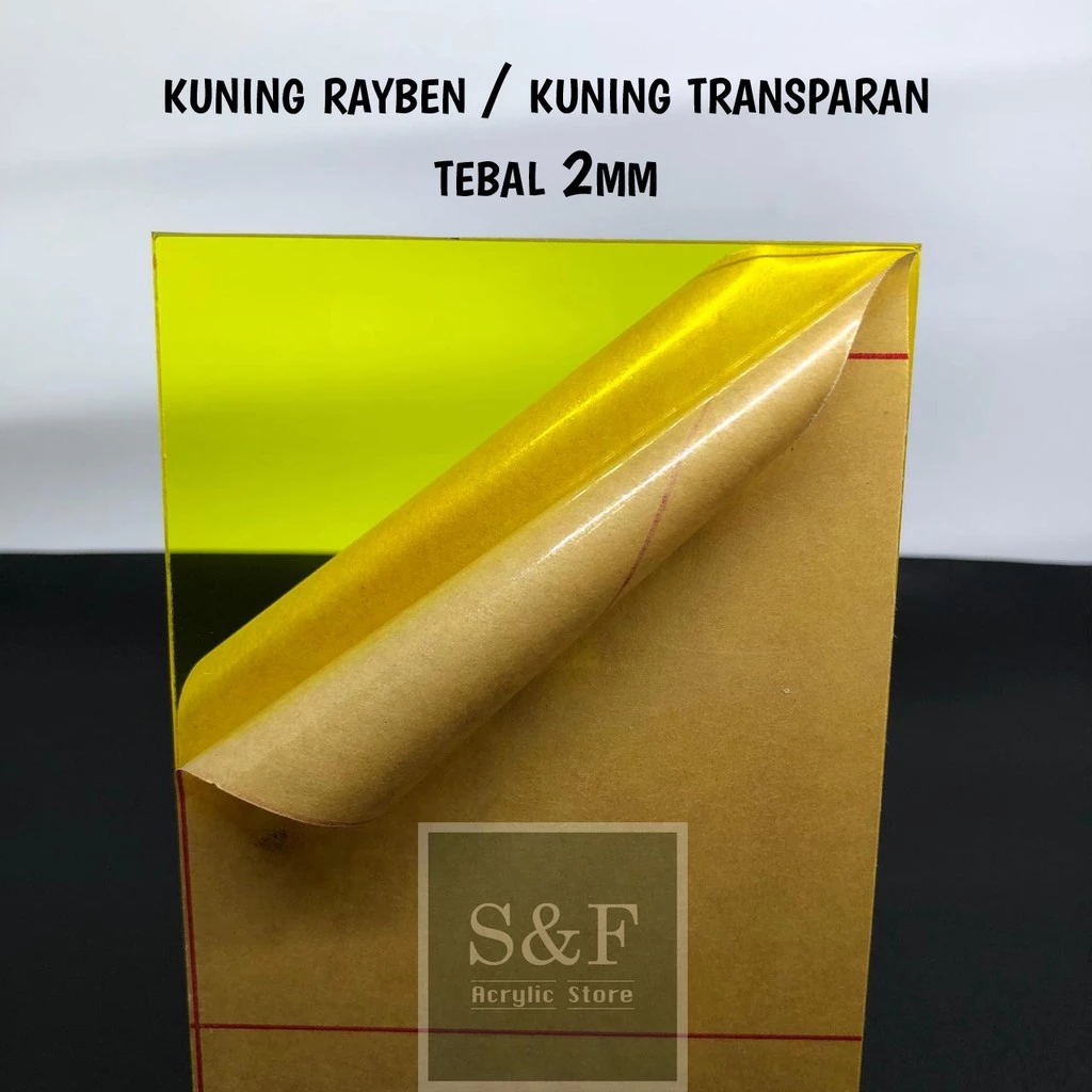 AKRILIK WARNA KUNING TRANSPARAN / AKRILIK LEMBARAN 2MM / ACRYLIC WARNA / AKRILIK KUNING RAYBEN