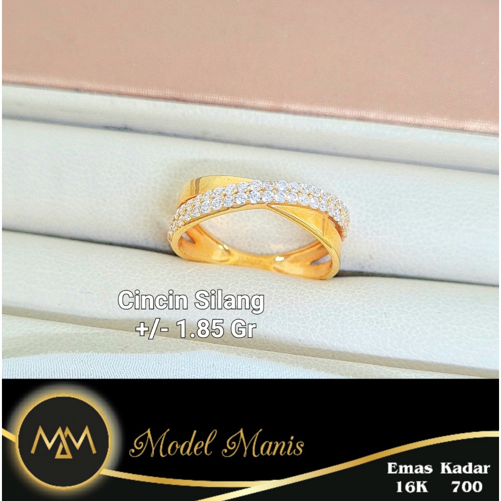 Cincin emas kuning silang kadar 700 kadar 16 K