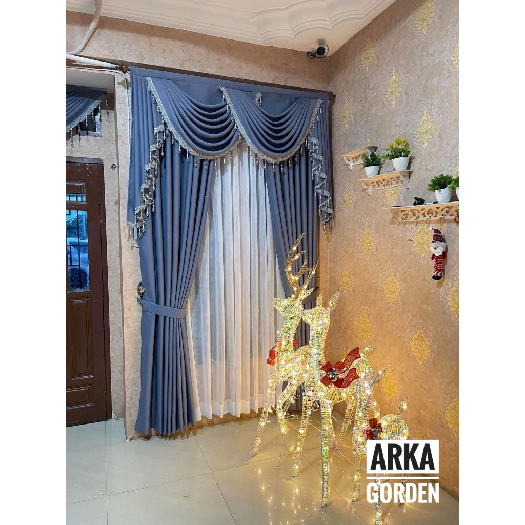 1 set gorden poni gelombang sepanyol  gorden jendela pintu utama pintu kamar