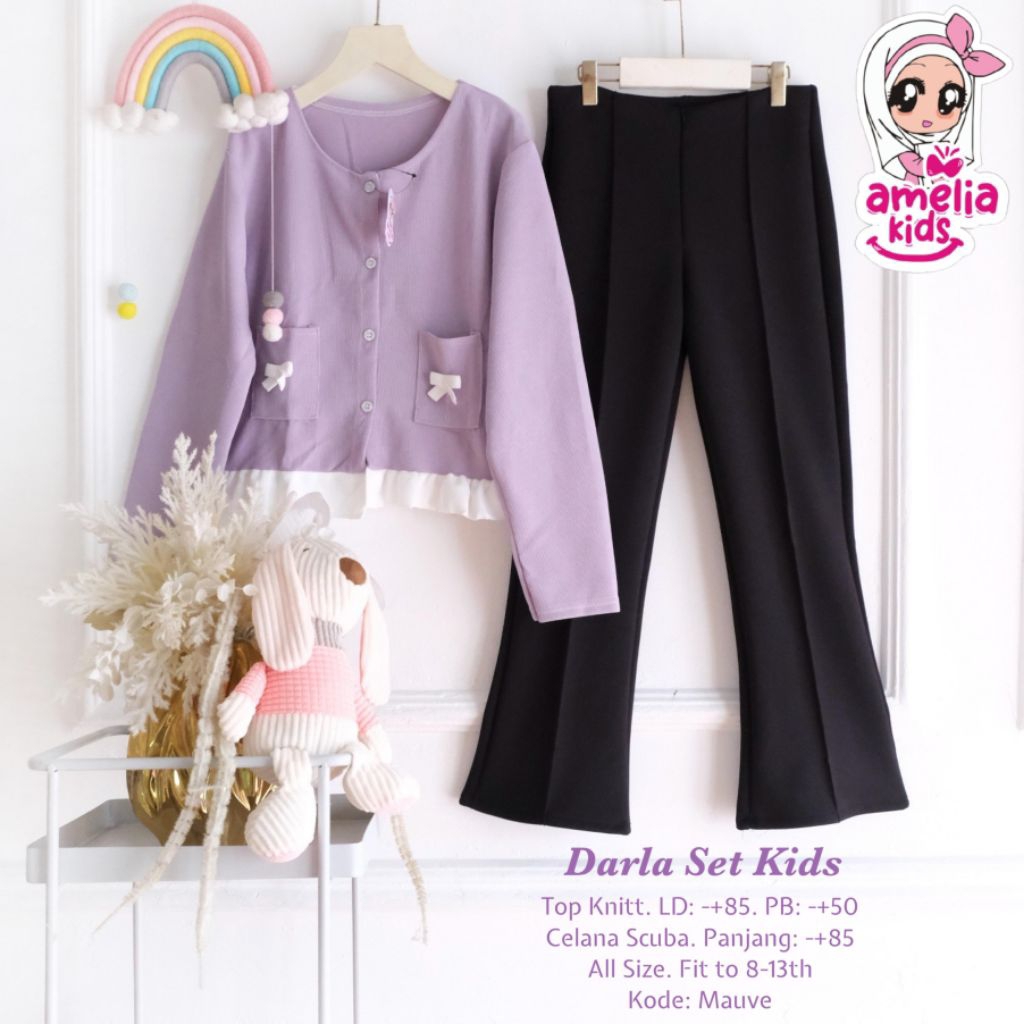 SETELAN CELANA ANAK PEREMPUAN • DARLA SET KIDS ORI BY AMELIA KIDS