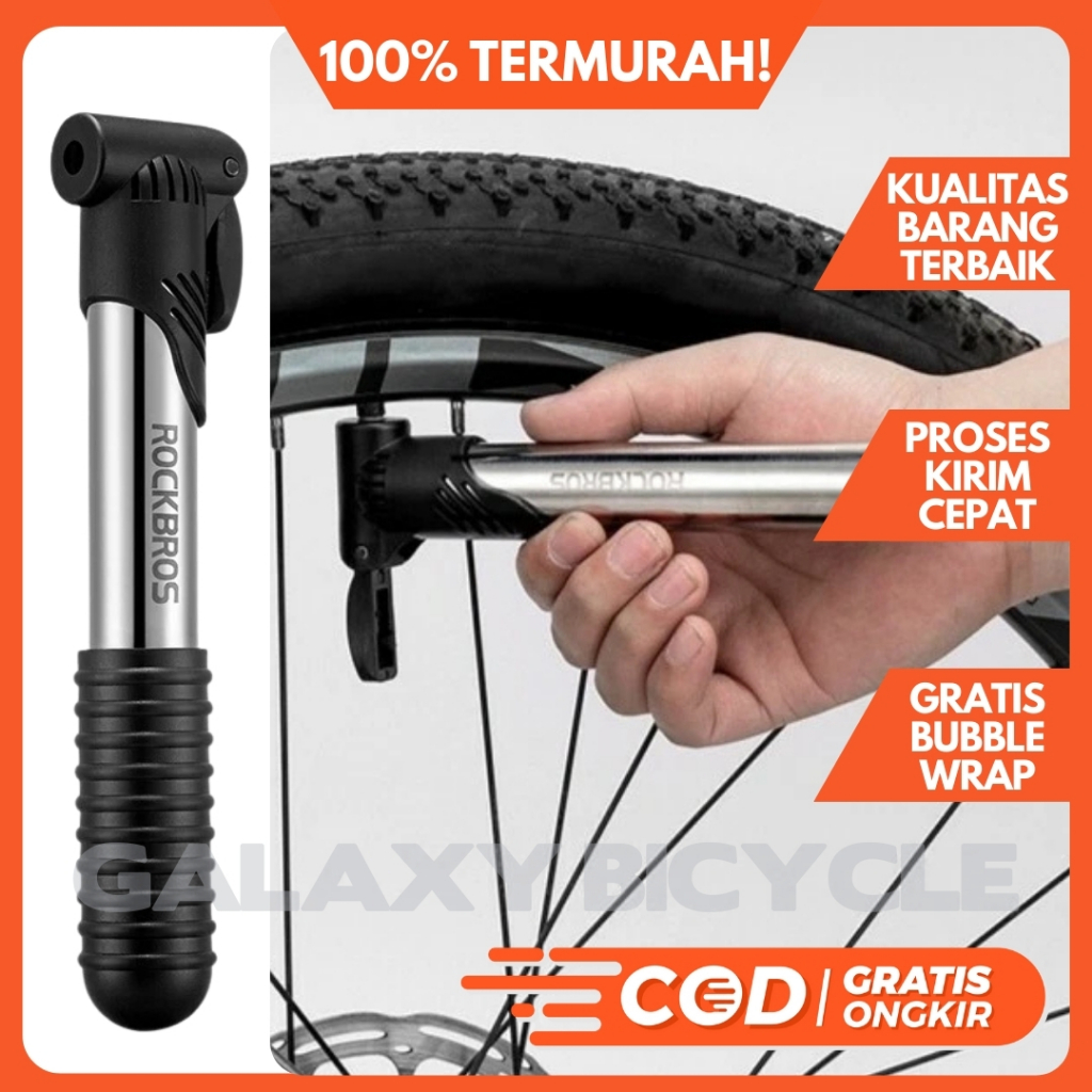 Pompa Tangan Rockbros Pompa Sepeda Motor Alloy Pompa Portable Pentil Schrader dan Presta Strong Port