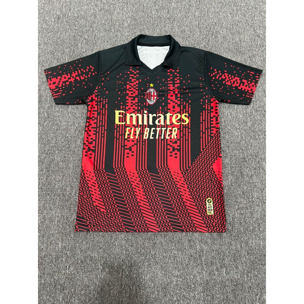 Jersey AC Milan Hitam Merah Emirates 2.0 by rsport indonesia full printing - baju milan hitam merah 