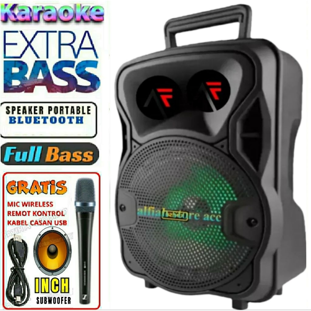 SALON AKTIF PEMBESAR SUARA UKURAN BESAR 8INCH KIMISO 7801 FREE MIC + REMOTE / SPEAKER BLUETOOTH KARA