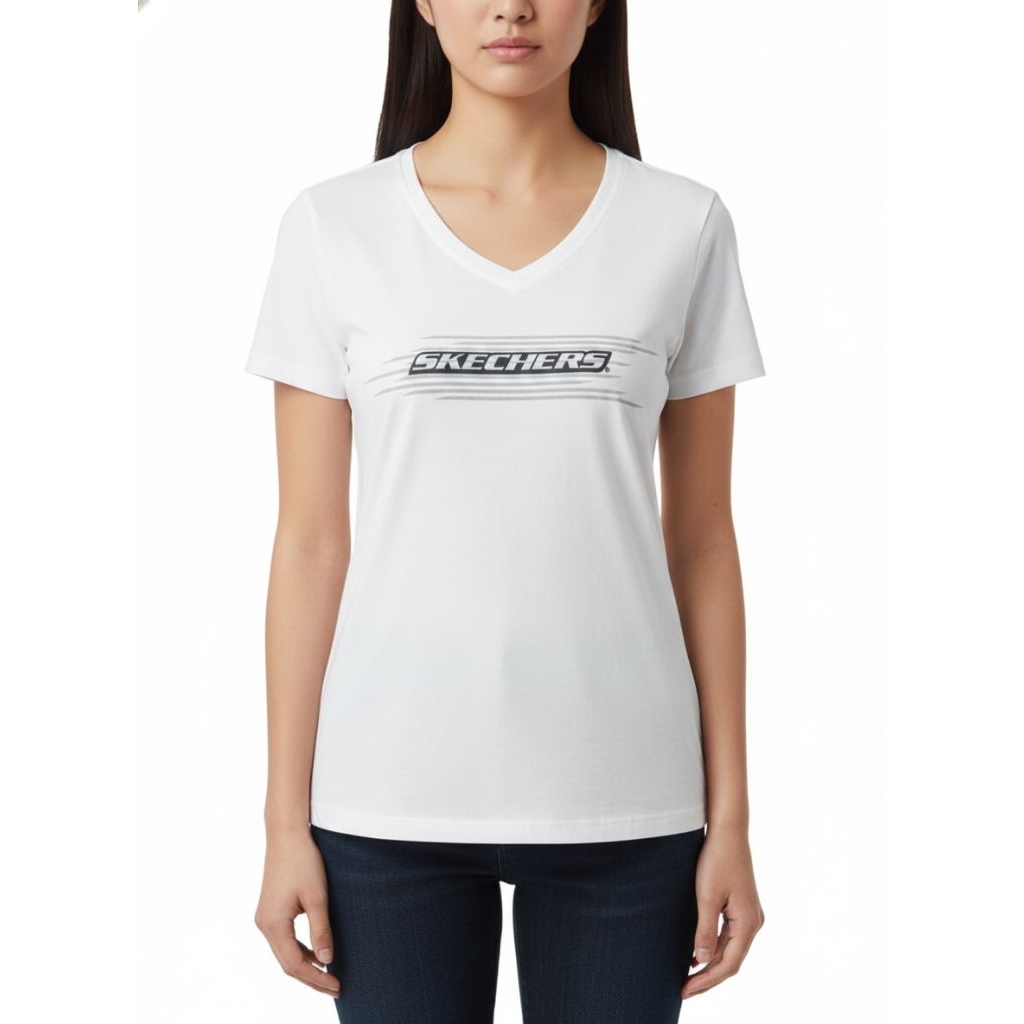 [PRELOVED] ORIGINAL KAOS UKURAN L CEWE PEREMPUAN WANITA SKECHERS PUTIH