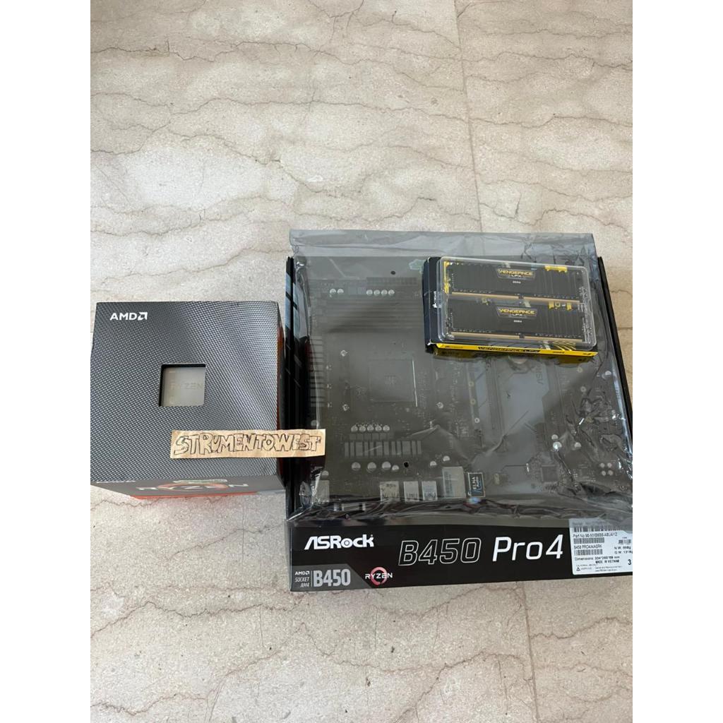 Paket AMD Ryzen 3900x dengan HSF kipas ori + Asrock B450 Pro4 Motherboard + 8gb Corsair DDR4 2x4gb 2