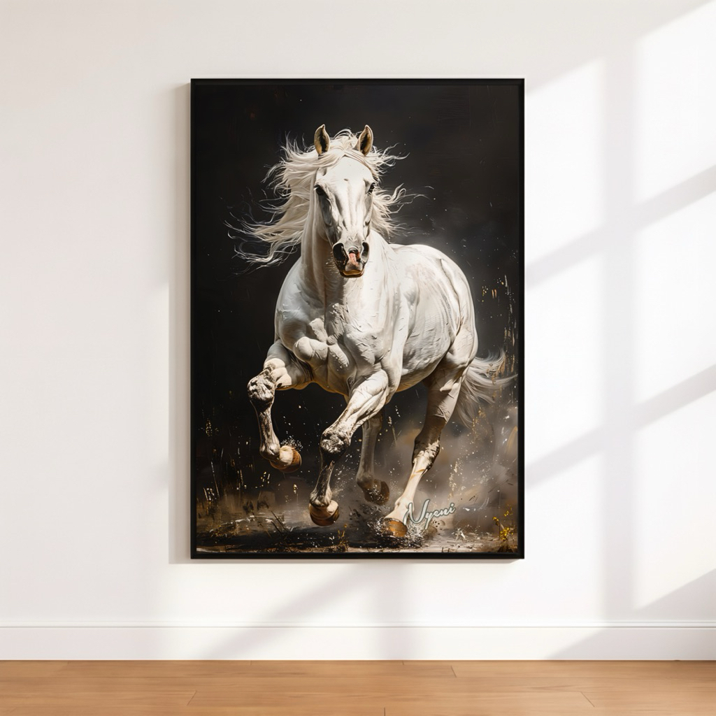 lukisan kuda fengshui hiasan pajangan dinding kanvas