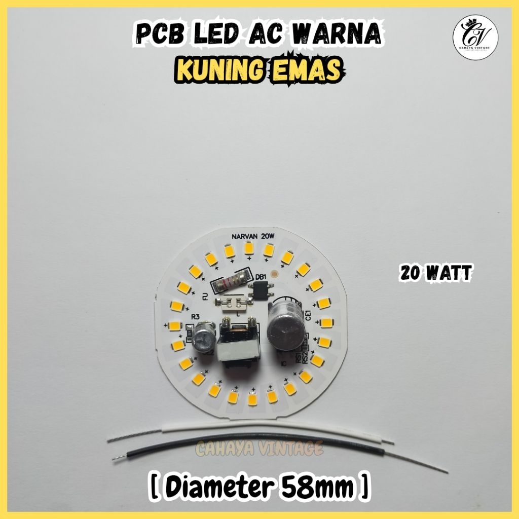 PCB LED AC CAHAYA KUNING EMAS 20 WATT MESIN LAMPU