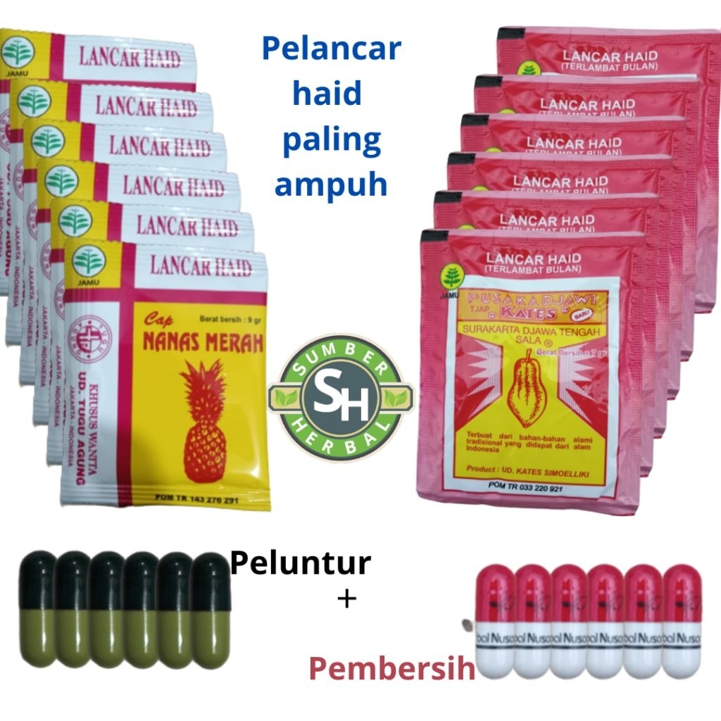 Jamu lancar haid  cap nanas merah+cap kates original